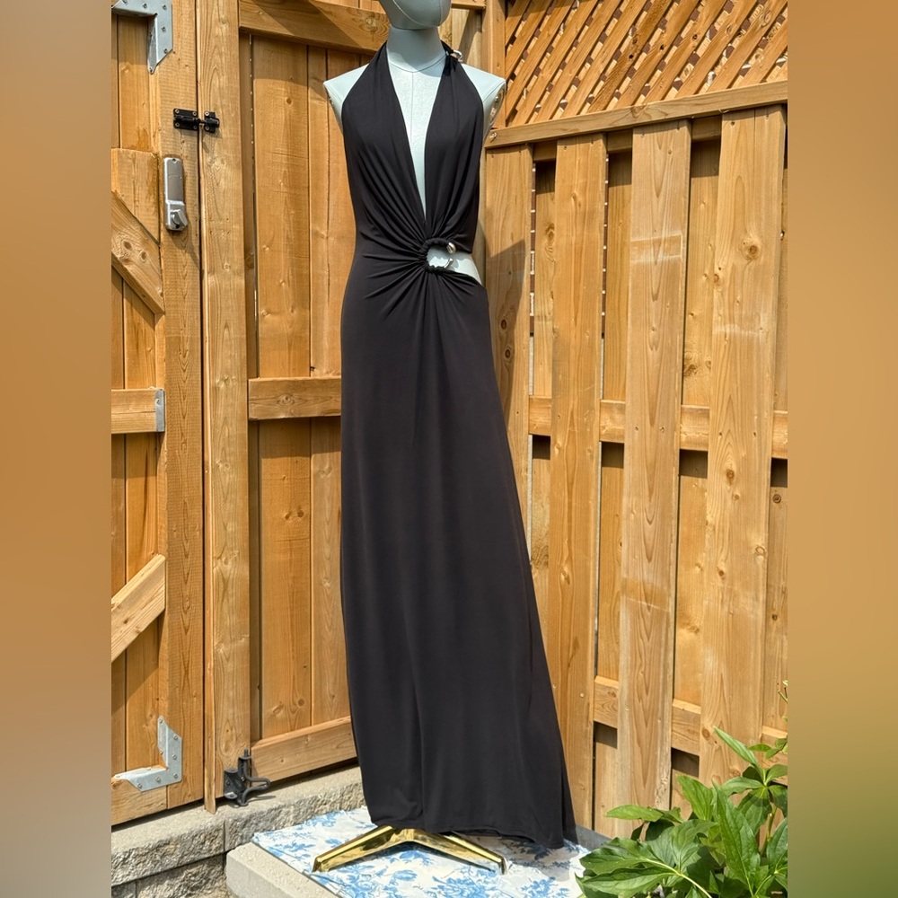 🆕 MISHA COLLECTION 🧿 NWOT The Devon Maxi Dress, Black Cupro-Jersey, Sz M US6 - Picture 5 of 16